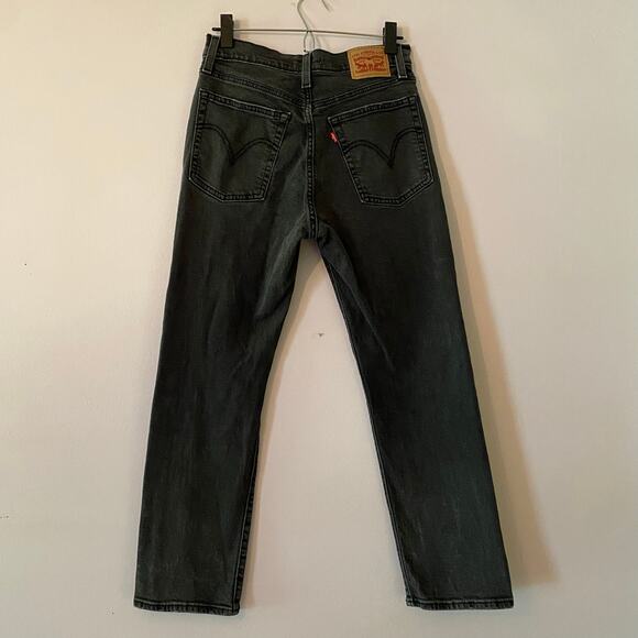 Levi's Wedgie Straight Black Gray Button Fly High Waisted Jeans Women's size 29 - Picture 8 of 14